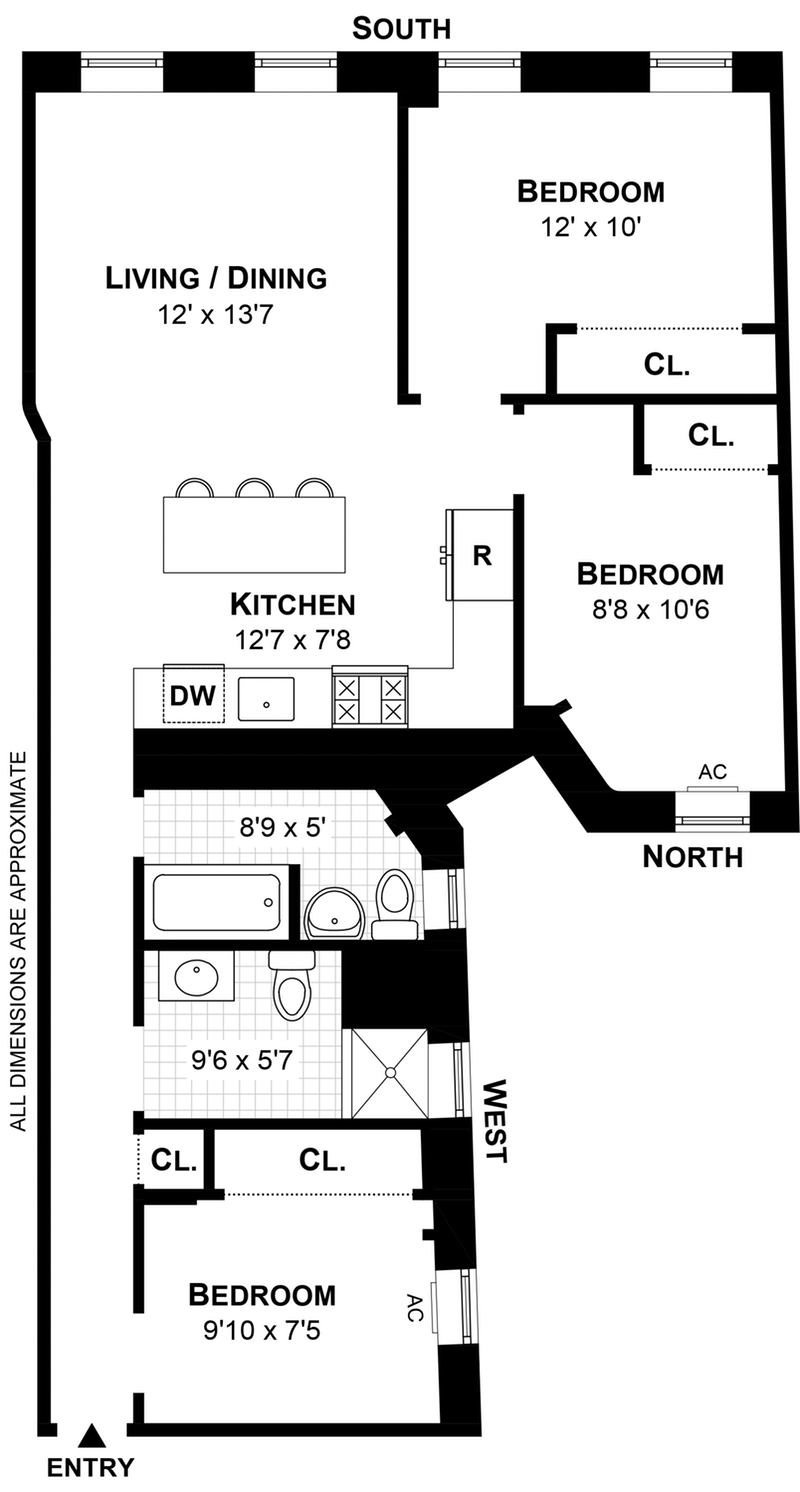 Floorplan for 203 West 94th Street, 2A