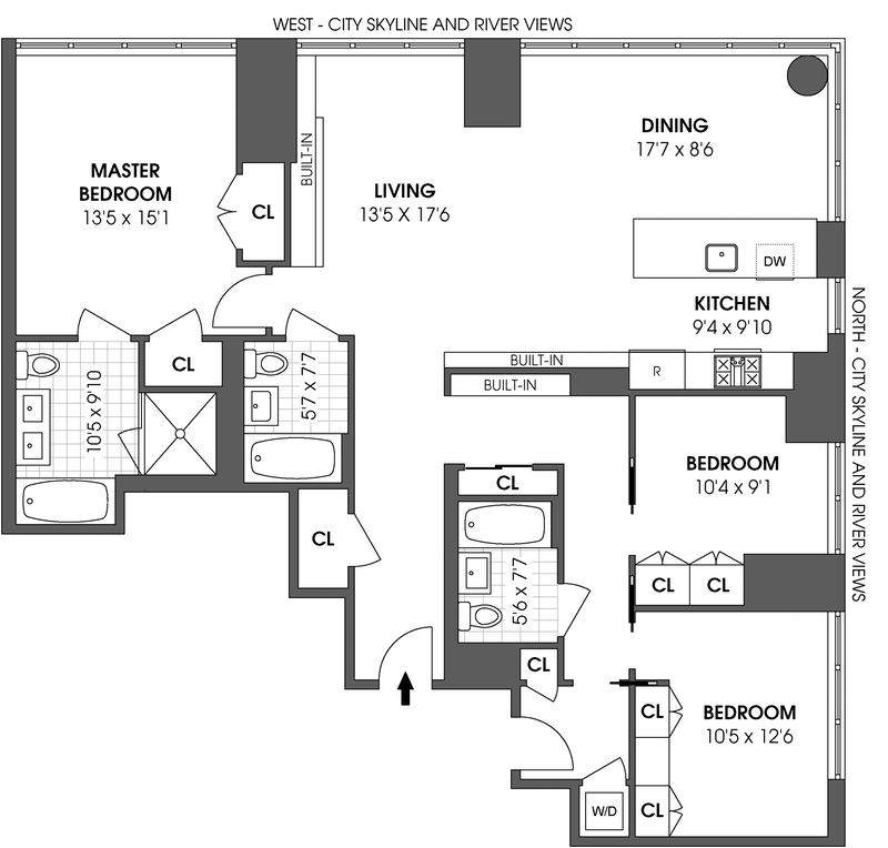 Floorplan for 1 Northside Piers, 10AB