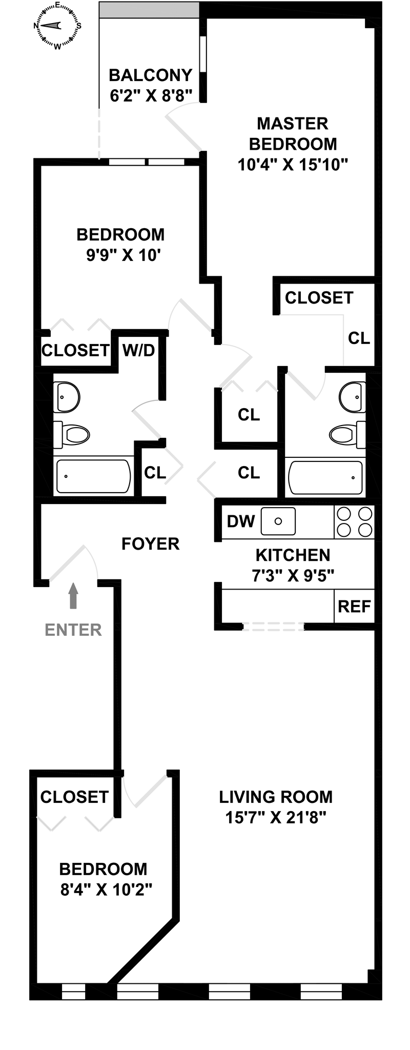 Floorplan for 100 Manhattan Avenue, 4B
