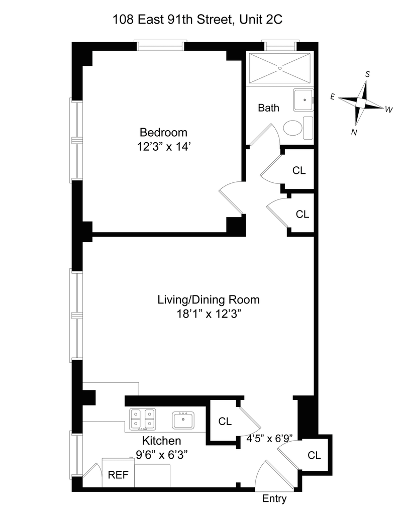 Floorplan for 108 East 91st Street, 2C
