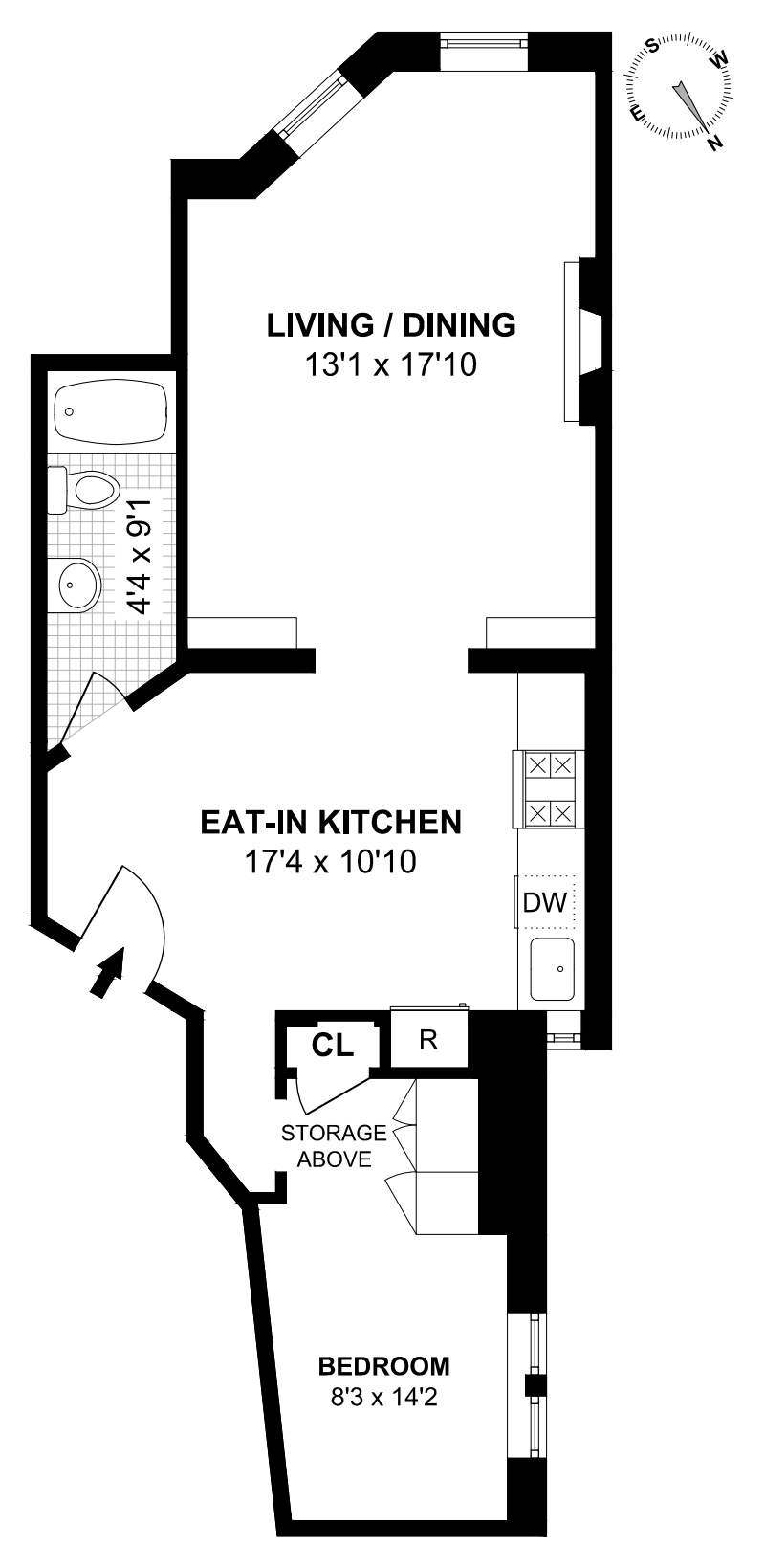 Floorplan for 1 Bedroom Gem  - Prime Cobble Hill