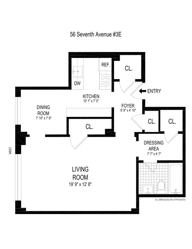 Floorplan for 56 Seventh Avenue, 3E