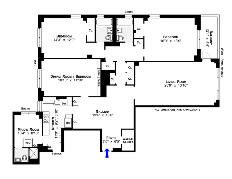 Floorplan for 605 Park Avenue, 12A