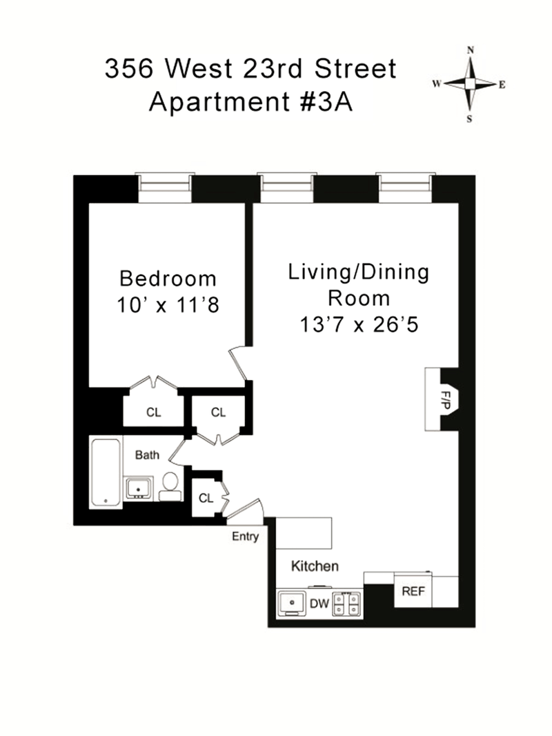 Floorplan for 356 West 23rd Street, 3A