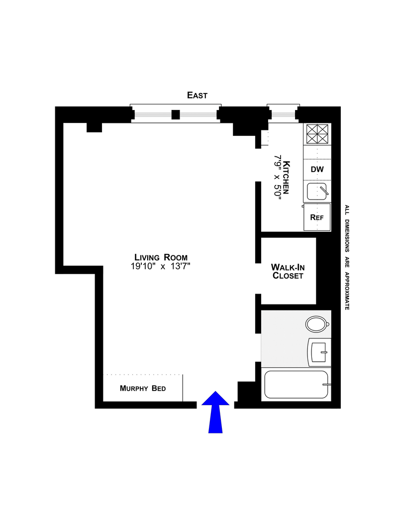 Floorplan for 304 West 75th Street, 14E