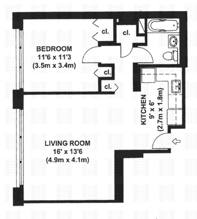 Floorplan for 333 East 45th Street, 23E