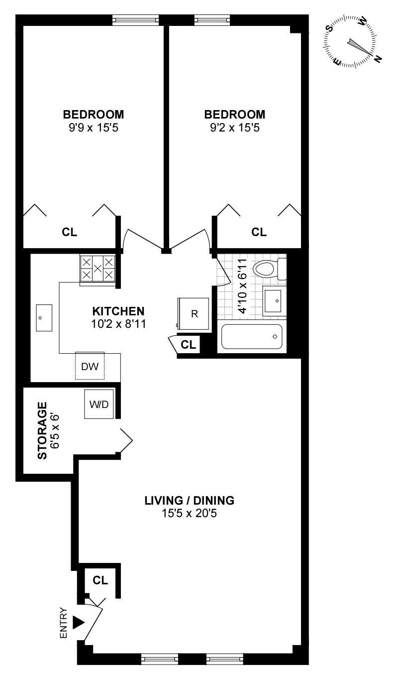 Floorplan for 42 Carroll Street, 1R