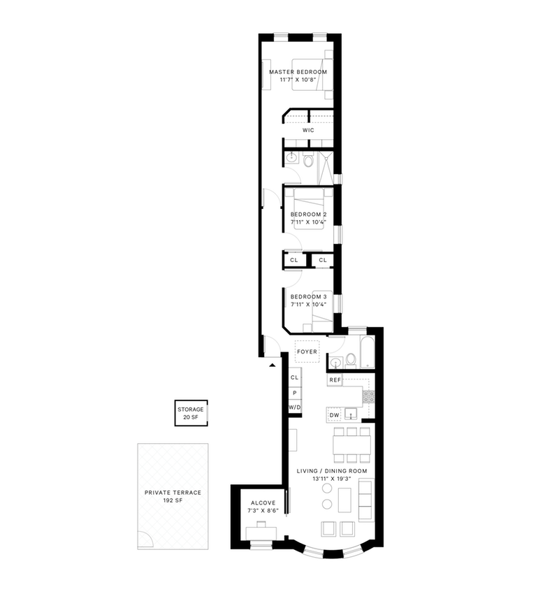Floorplan for 539 4th Street, 3R