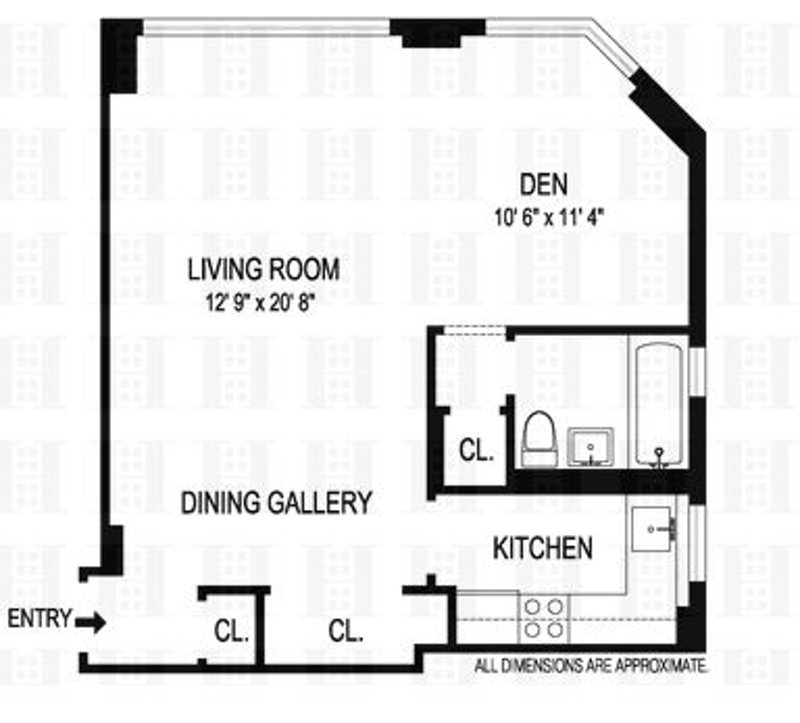Floorplan for Beautiful  Large  Corner Alc Studio