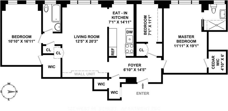 Floorplan for 127 West 96th Street, 7BC