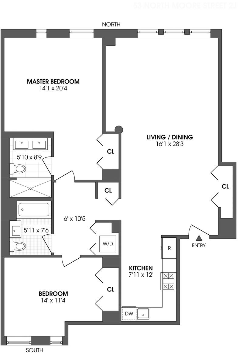 Floorplan for 53 North Moore Street, 2J