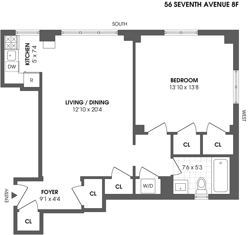 Floorplan for 56 Seventh Avenue, 8F