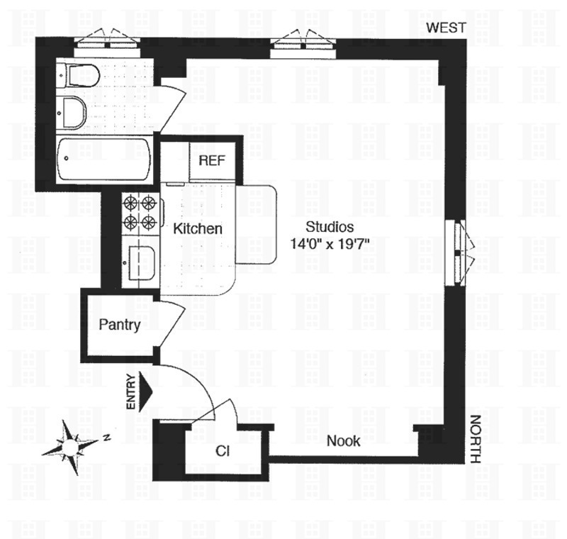 Floorplan for 45 Tudor City Place, 1017