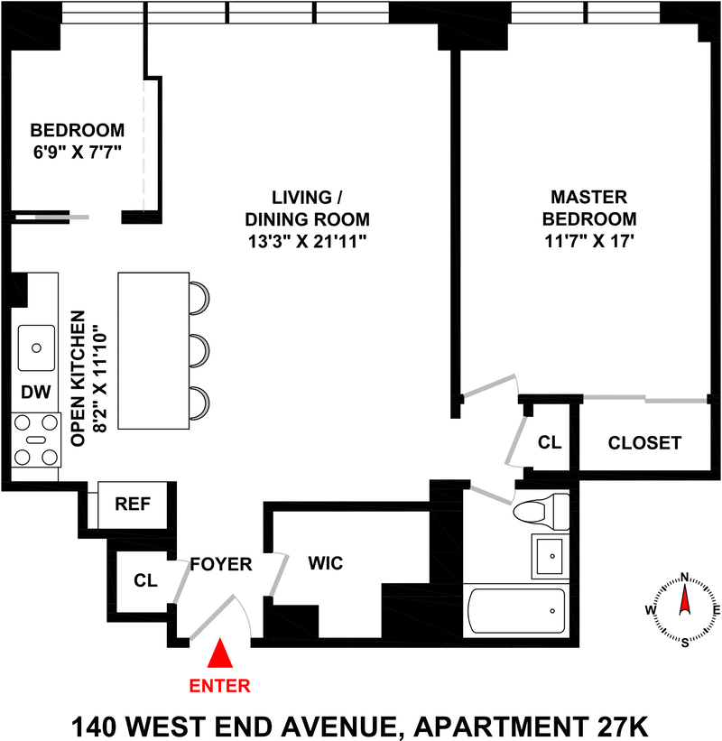 Floorplan for 140 West End Avenue, 27K