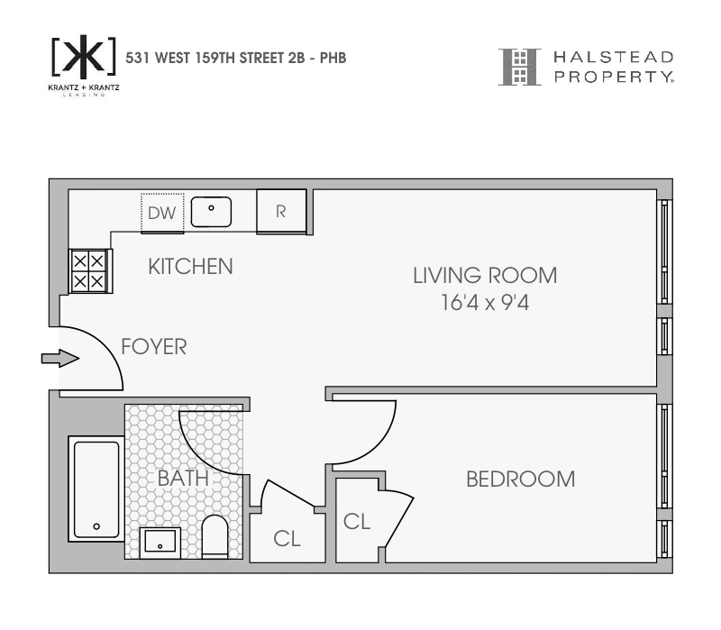 Floorplan for 531 West 159th Street, 2B