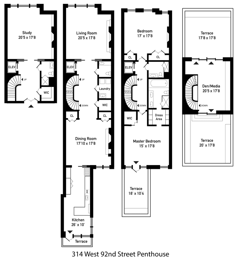 Floorplan for 314 West 92nd Street, PH
