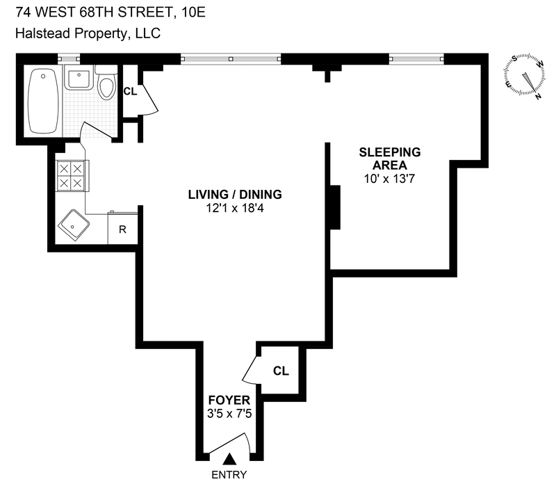 Floorplan for 74 West 68th Street, 10E