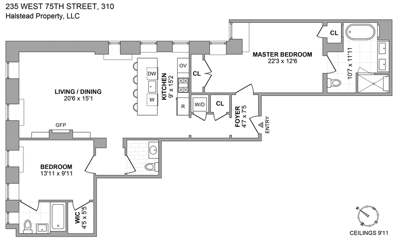 Floorplan for 235 West 75th Street, 310