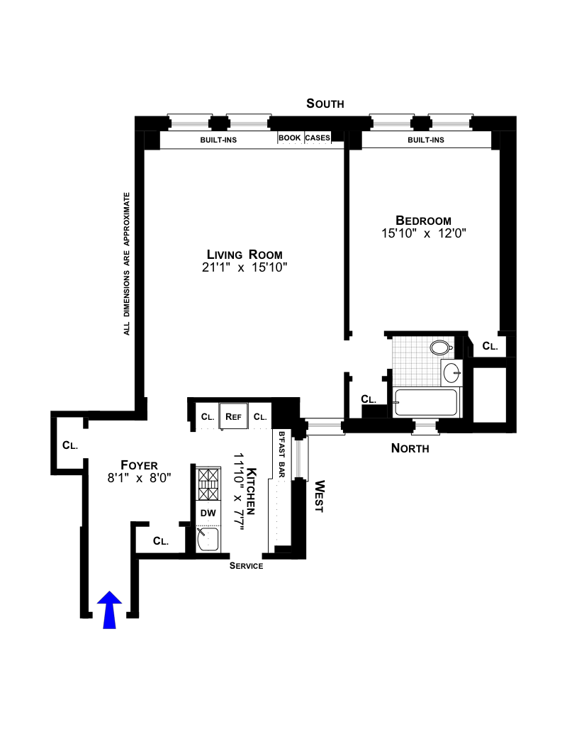 Floorplan for 305 West 86th Street, 9A