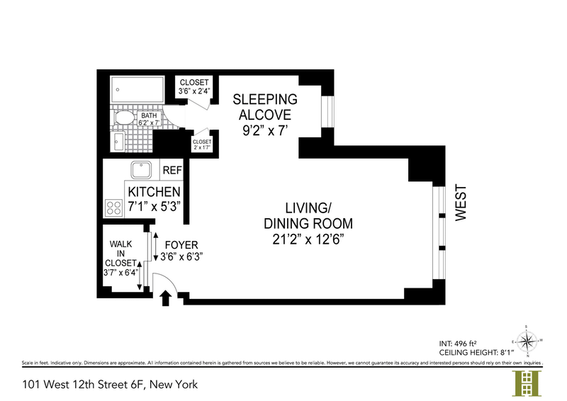 Floorplan for 101 West 12th Street, 6F