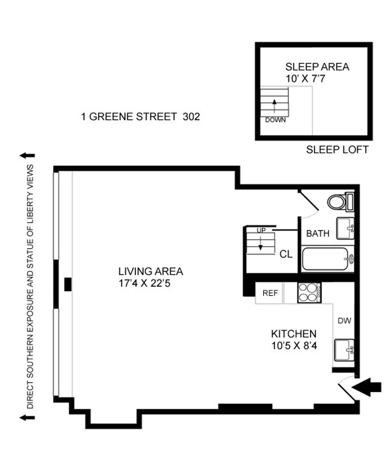 Floorplan for 1 Greene St, 302
