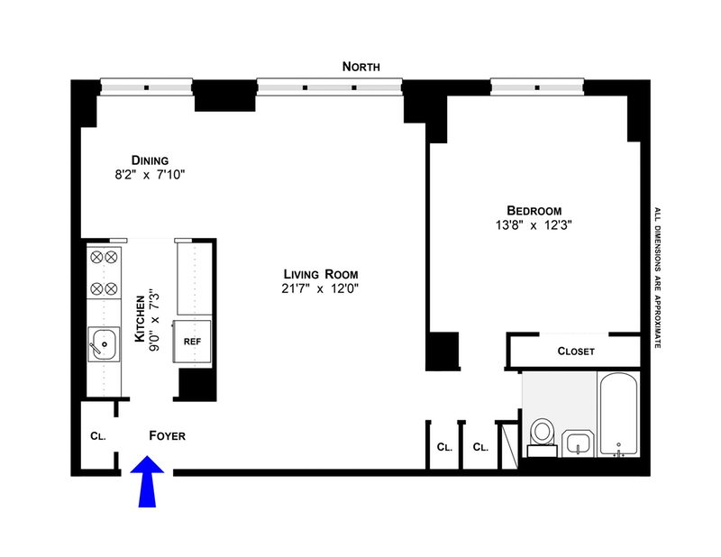 Floorplan for 303 West 66th Street, 1AE