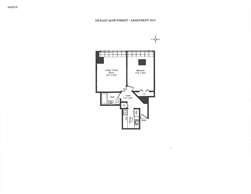 Floorplan for 310 East 46th Street, 24U