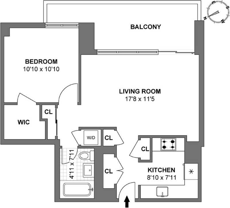 Floorplan for 175 West 95th Street, 19A