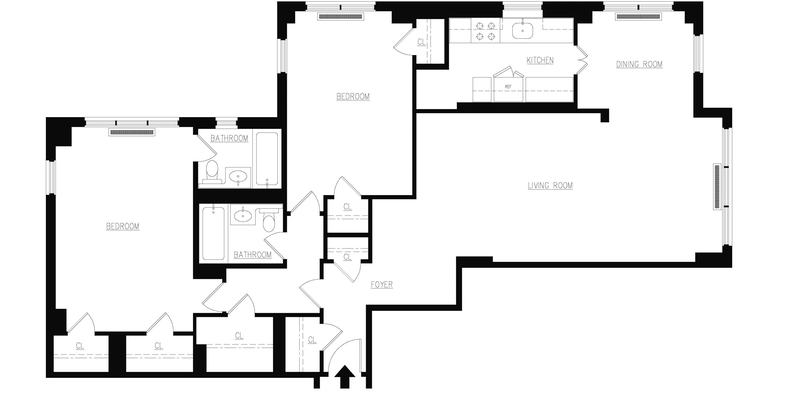 Floorplan for 57th/5th Huge No Fee 2 Bedroom