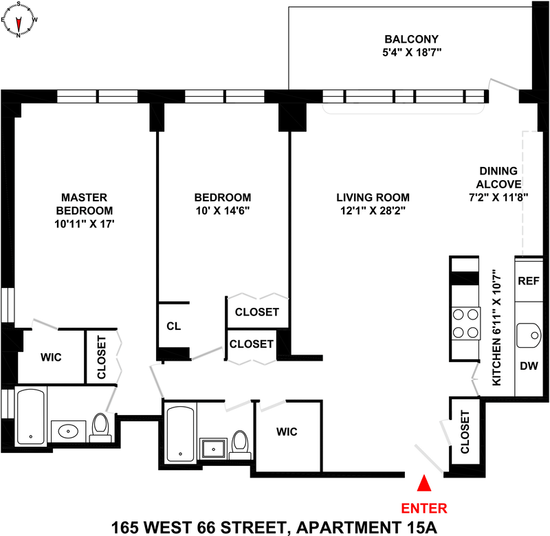 Floorplan for 165 West 66th Street, 15A