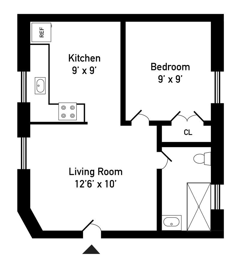 Floorplan for Commerce Street 1BR  Total Reno