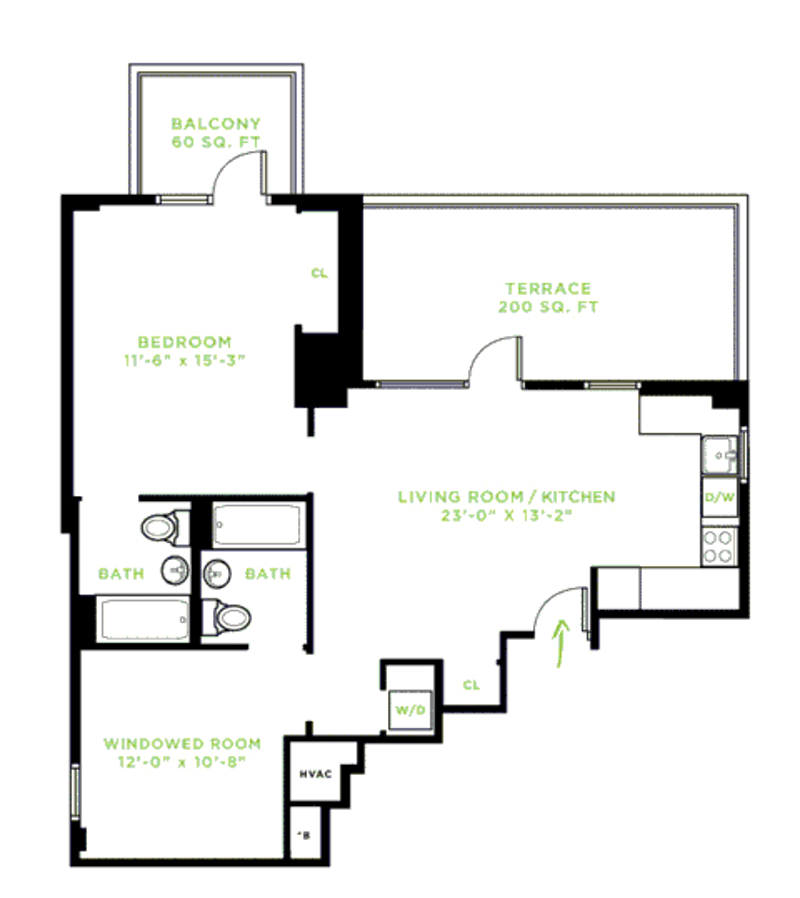 Floorplan for 2101 Eighth Avenue, 9B