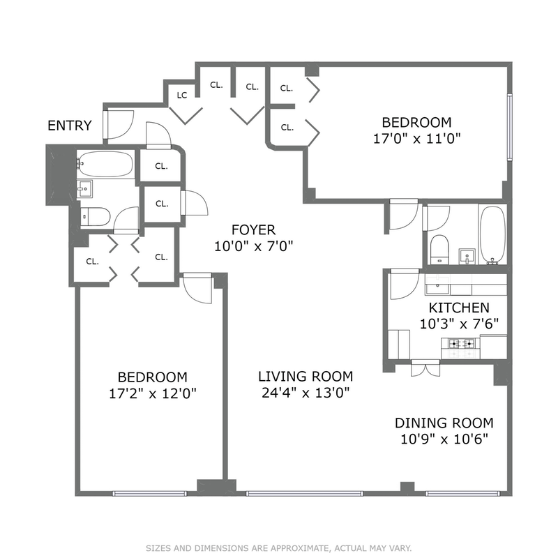 Floorplan for Convertible 3 Bd  W Views Ues