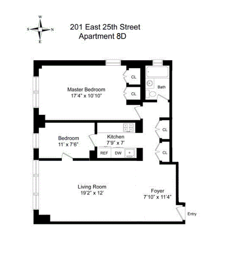 Floorplan for 201 East 25th Street, 8D