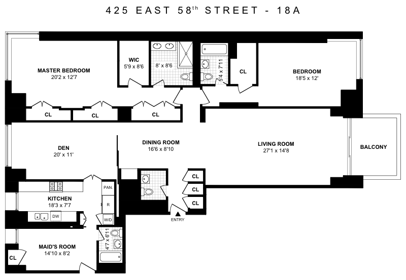 Floorplan for 425 East 58th Street, 18A