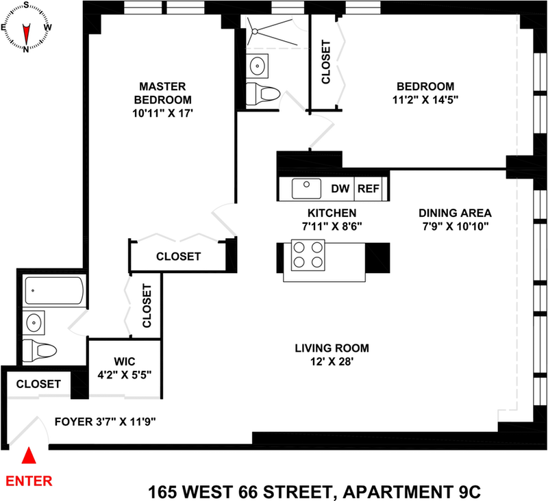 Floorplan for 165 West 66th Street, 9C