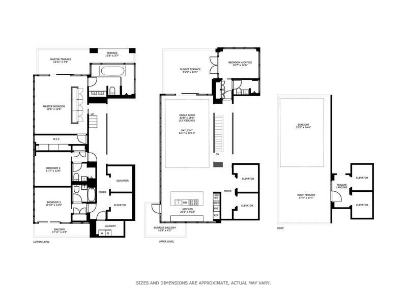 Floorplan for Mint Penthouse Duplex , Rental