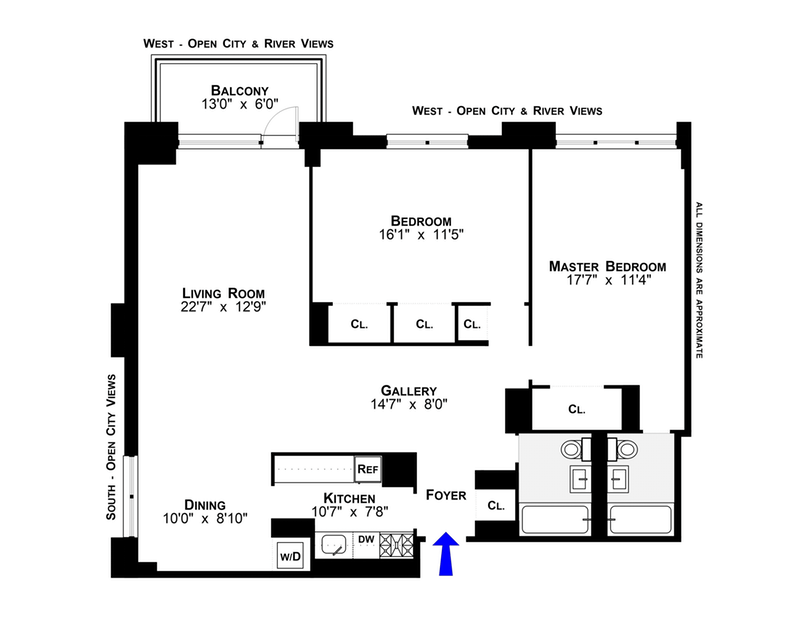 Floorplan for 201 West 70th Street, 27K