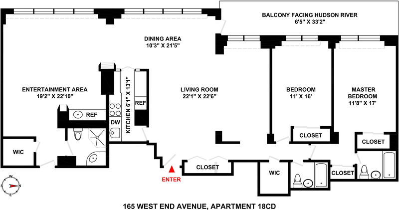 Floorplan for 165 West End Avenue, 18CD
