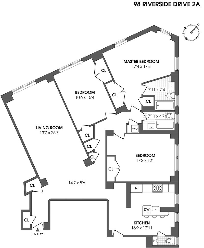 Floorplan for 98 Riverside Drive, 2A
