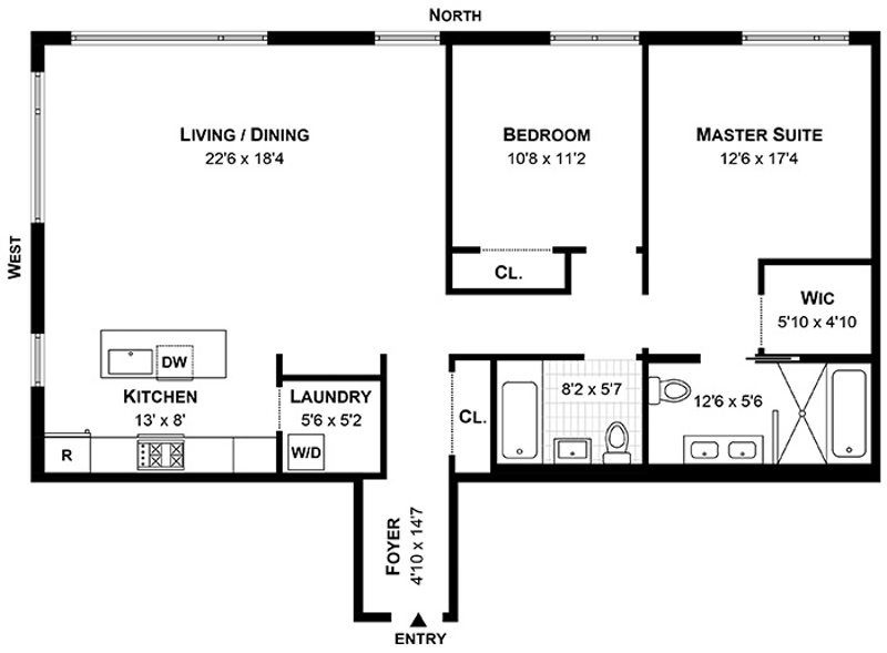 Floorplan for 345 West 14th Street, 8D
