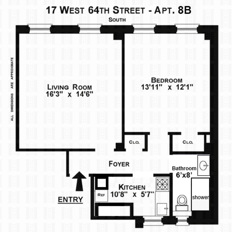 Floorplan for 17 West 64th Street, 8B