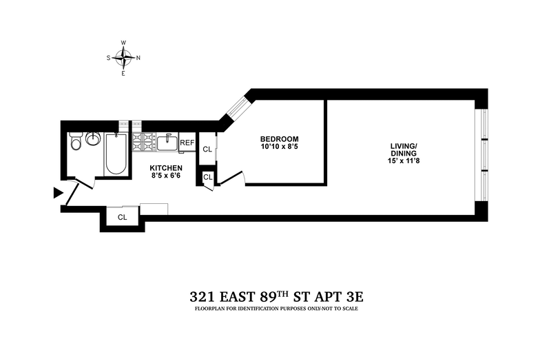 Floorplan for 321 East 89th Street, 3E