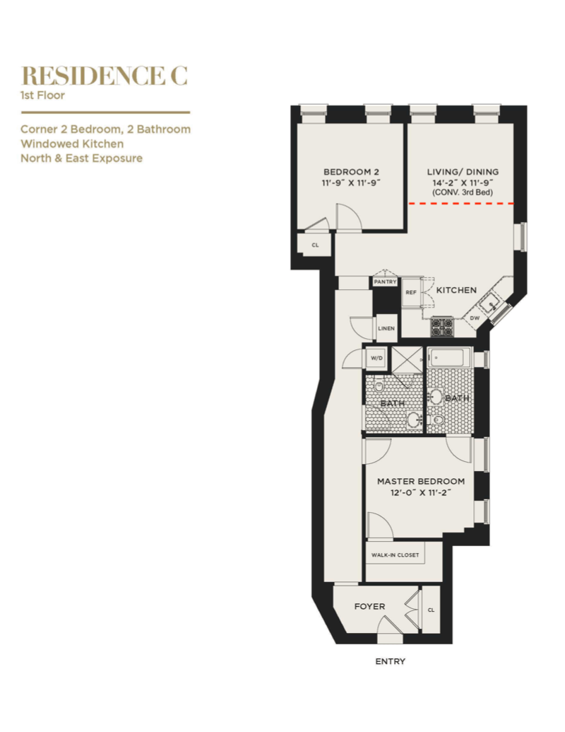 Floorplan for 526 West 111th Street, 1C