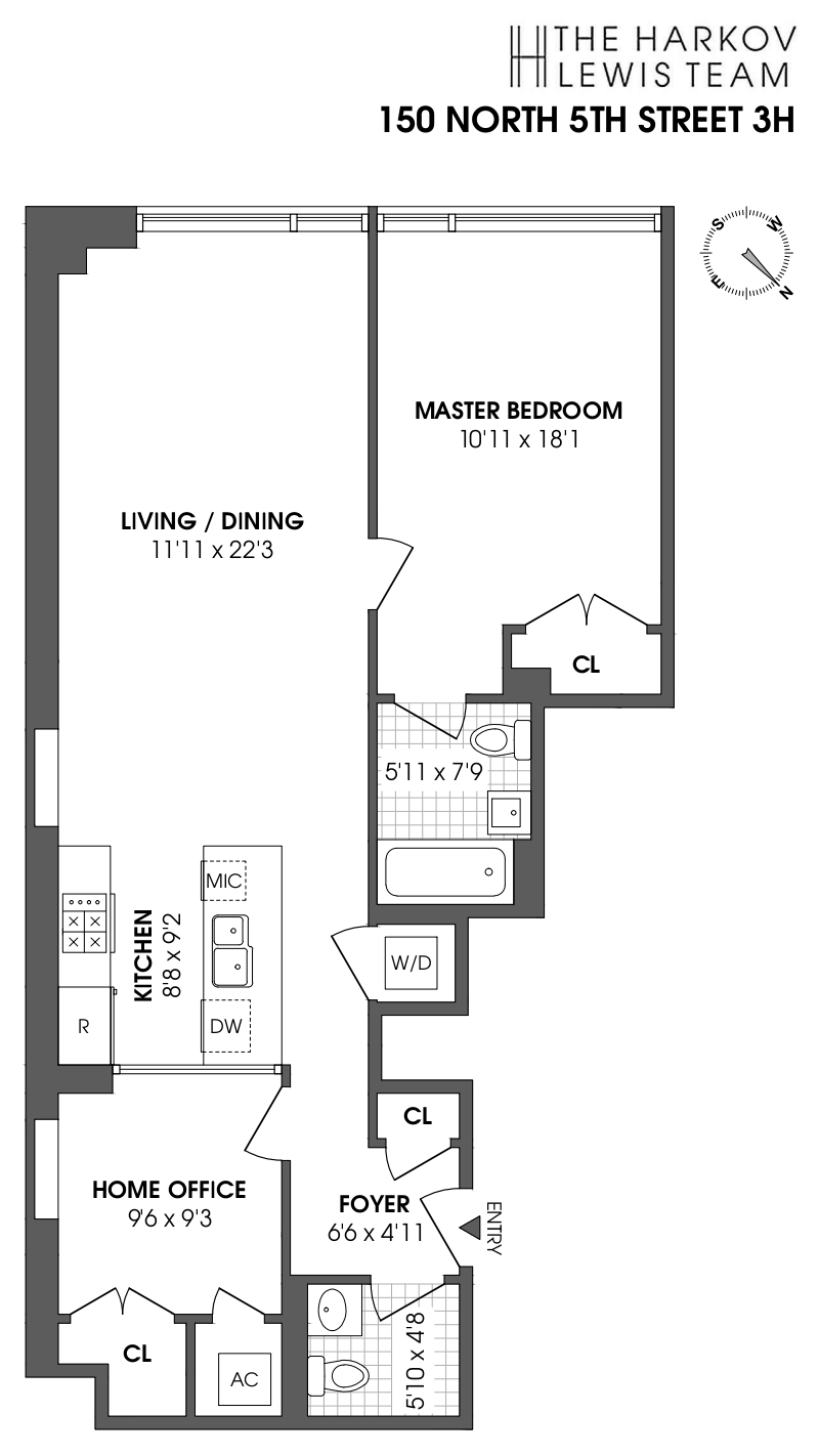 Floorplan for 150 N 5th St, 3H