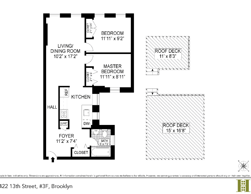 Floorplan for 422 13th Street, 3F