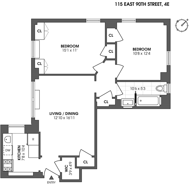 Floorplan for 115 East 90th Street, 4E