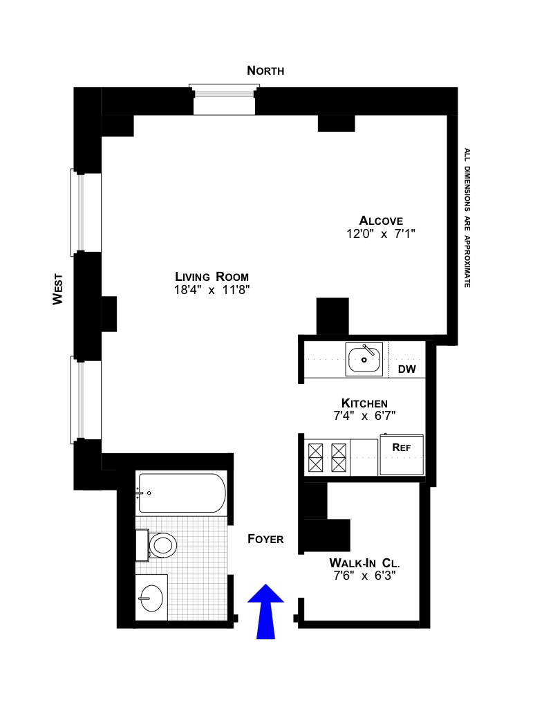Floorplan for 201 West 74th Street, 11A
