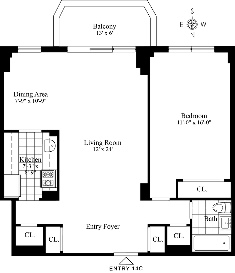 Floorplan for 2400 Johnson Avenue, 14C