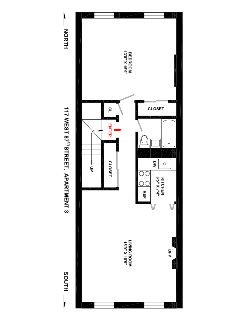 Floorplan for 117 West 87th Street, 3